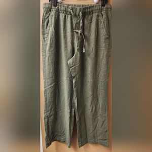 Old Navy Green Linen Pans Medium